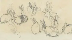 Joseph Crawhall Rsw, Study of rabbits, pencil