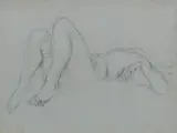 R.A. Augustus Edwin John O.M., Study of reclining nude, pencil sketch on coloured paper