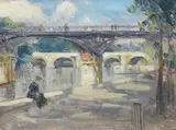 Bridge over the river Seine by British School, oil on panel, offered Dec 2023
