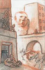 Peter Howson Obe, The Spectre of Stockholm, charcoal and pastel
