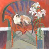 David McLeod Martin Rsw Rgi Ssa, Resting Siamese and Lillies, oil on canvas