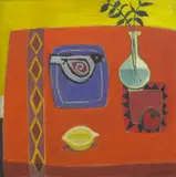 David McLeod Martin Rsw Rgi Ssa, Cut Lemon and Ceramic Bird, oil on board