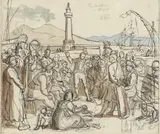 Hieronymus Hesse, Cantastorie in Naples, pen, ink, chalk, and wash on paper