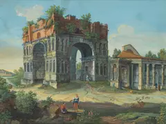 English School, The Arch of Janus, Rome, gouache on paper