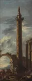 Giovanni Ghisolfi, Trajan's column with figures nearby; and An architectural capriccio with an obelisk