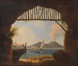 A View of Mount Vesuvius from the North from a cave in the Bay of Naples by English School, late 18th Century, oil on canvas, sold Dec 2023