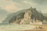 John Warwick Smith, View of Amalfi, on the Gulf of Salerno with figures in the foreground, pencil and watercolour on paper