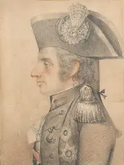 Palermo School, circa 1799, Profile portrait of Rear-Admiral Sir Horatio Nelson (1758-1805), in profile facing left, wearing the Chelengk presented by Emperor Selim III in his bicorn, displaying his Naval gold medals, the Ottoman Order of the Crescent and the Order of the Bath, charcoal and sanguine