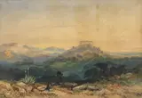 Hugh William Grecian Williams, A view of the Temple of Juno, Agrigento, Sicily, pencil and watercolour heightened with touches of bodycolour and with scratching out
