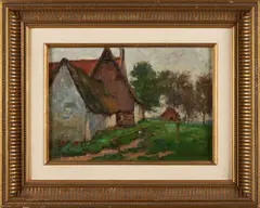 Chickens in a Farmyard by Pieter Stobbaerts, oil on canvas, sold Dec 2023