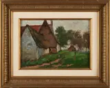 Pieter Stobbaerts, Chickens in a Farmyard, oil on canvas