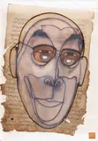 Narongyot Thongyoo, Dali Lama, mixed media collage with watercolor and ink