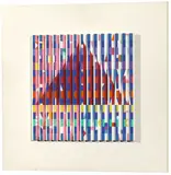 Star of Love on rose by Yaacov Agam, 1977, Aluminium-Relief, bemalt, auf bemalte Holzplatte montiert, sold May 2014
