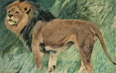 Löwe by Wilhelm Kuhnert, Öl auf Leinwand, auf Pappe aufgezogen, sold Jun 2009