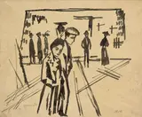 August Macke, Heimweg, 1913, Tuschpinsel auf Papier, auf Karton aufgezogen