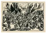 Ludwig Meidner, Apokalyptische Szene - Flucht aus der Stadt, 1915, Tuschfeder über Bleistift auf festem Papier
