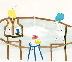 Spiel by Magnus von Plessen, 2009, Öl auf Leinwand, collagiert, sold Jul 2020