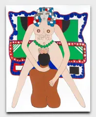 Dorothy Iannone, I Love To Beat You, 1969, Acryl auf Leinen, auf Leinwand collagiert