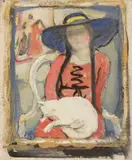 Julie Wolfthorn, Mädchen mit Katze, Öl auf Leinwand, auf Karton aufgelegt