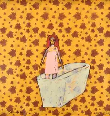 Jenny Watson, Stand Alone, 2008-2009, acrylic on Chinese wrapping paper
