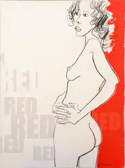 Frank Malerba, Red, mixed media on canvas