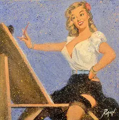 Pin-Up Girl by Dennis Ropar, oil on canvas, sold Dec 2013