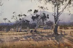 Joseph Zbukvic, Paddock Scene, watercolour