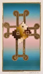 Jock Clutterbuck, The Exterminating Angel No. 2, stencil on gold and silver leaf on paper