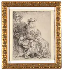 Harmensz. van Rijn Rembrandt, Abraham Caressing Isaac, circa 1637, etching state II or III of V