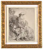 Harmensz. van Rijn Rembrandt, Abraham Caressing Isaac, circa 1637, etching state II or III of V