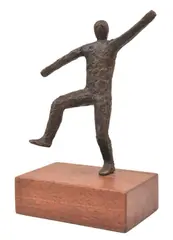 Graham Fransella, Cavorting Figure, 2008, cast bronze on jarrah base 1/9