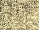 Jan Senbergs, Watching TV, 1992, etching 12/14
