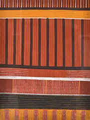 Pedro Wonaeamirri, Pwoja-Pukumani Body Paint Design, 2007, natural ochres on linen