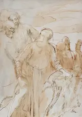 Figural Group by Augustus John, ink and wash on paper, sold Nov 2013