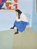 Aileen Brown, Resting in the Gallery, 1989, linocut 1/20