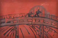 Kevin Connor, Figures on the Expressway Bridge, 1988, screenprint 6/25