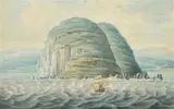 Joseph Lycett, Cape Pillar, near the Entrance of the River Derwent, Van Diemens Land, 1824, handcoloured aquatint