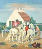Yves Brayer, Horses and Riders, lithograph 19/75