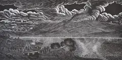 Rew Hanks, The Trojan Tiger vs. the Woolie Redcoats, 2002, linocut 8/25