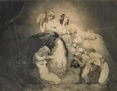 Norman Lindsay, The Dream Merchant, 1920, etching 37/50