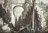 Frank Brangwyn, An Alpine Bridge, etching