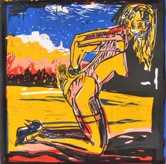 Stewart MacFarlane, Restless (Tony, Thanks for Posing), 1990, linocut 20/25