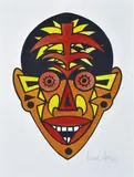 Howard Arkley, Zappo Head, hand-coloured (texta) screenprint