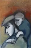 Robert Dickerson, Piggy Back Ride, pastel on paper