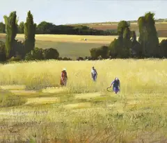 Margaret Benoit, In the Field, oil on board
