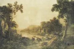 Landscape with Rapids by John Glover, watercolour, sold Dec 2013