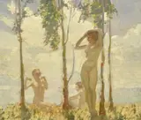 Fred Leist, Bathers, oil on board