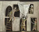 Yosl Bergner, Preparing for a Festival, 1981, oil on canvas