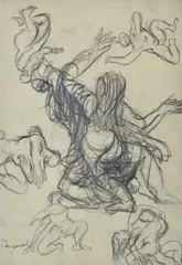 Six Positions by John Perceval, 1940, pencil, sold Dec 2013