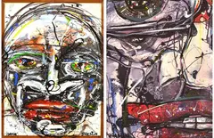 Anthony Breslin, Two Works:, digital print with hand painting on hand cast plaster panel (2)